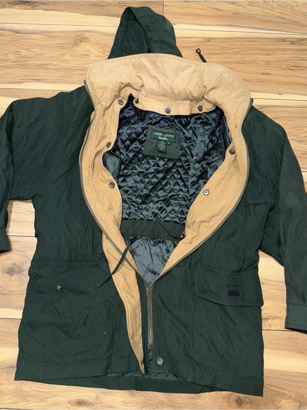 detachable Larry Levine Womens Puffer Hoodie Size Medium Lined Vintage 2000 coat